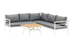 Lounge Set Puerto – aus Metall mit Teakholz-Details, inkl. Kissen