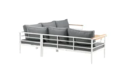 Lounge Set Puerto – aus Metall mit Teakholz-Details, inkl. Kissen
