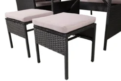 Loungeset Ruby - aus schwarzem Rattan mit grauen Kissen