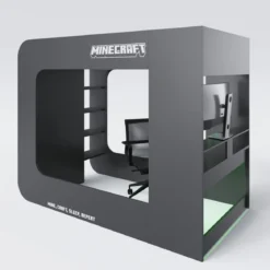 Minecraft Gaming-Hochbett „BaseCamp XL“ mit Schreibtisch & Regal