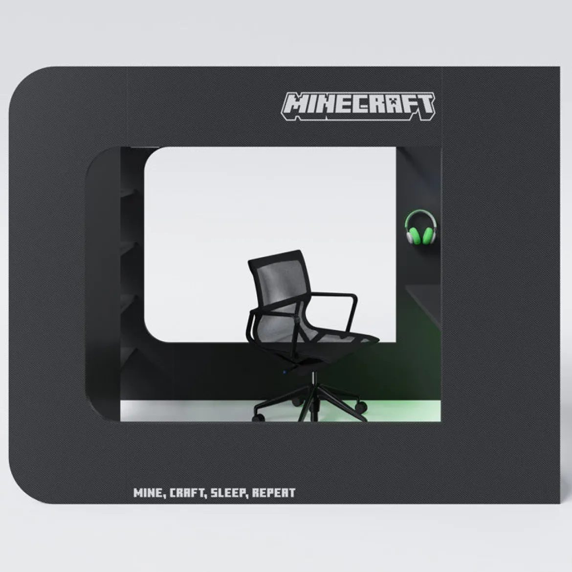 Minecraft Gaming-Hochbett „BaseCamp XL“ mit Schreibtisch & Regal
