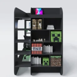 Minecraft Gaming-Hochbett „BaseCamp XL“ mit Schreibtisch & Regal