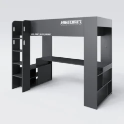 Minecraft Gaming-Hochbett „BaseCamp“ mit Schreibtisch & Regal