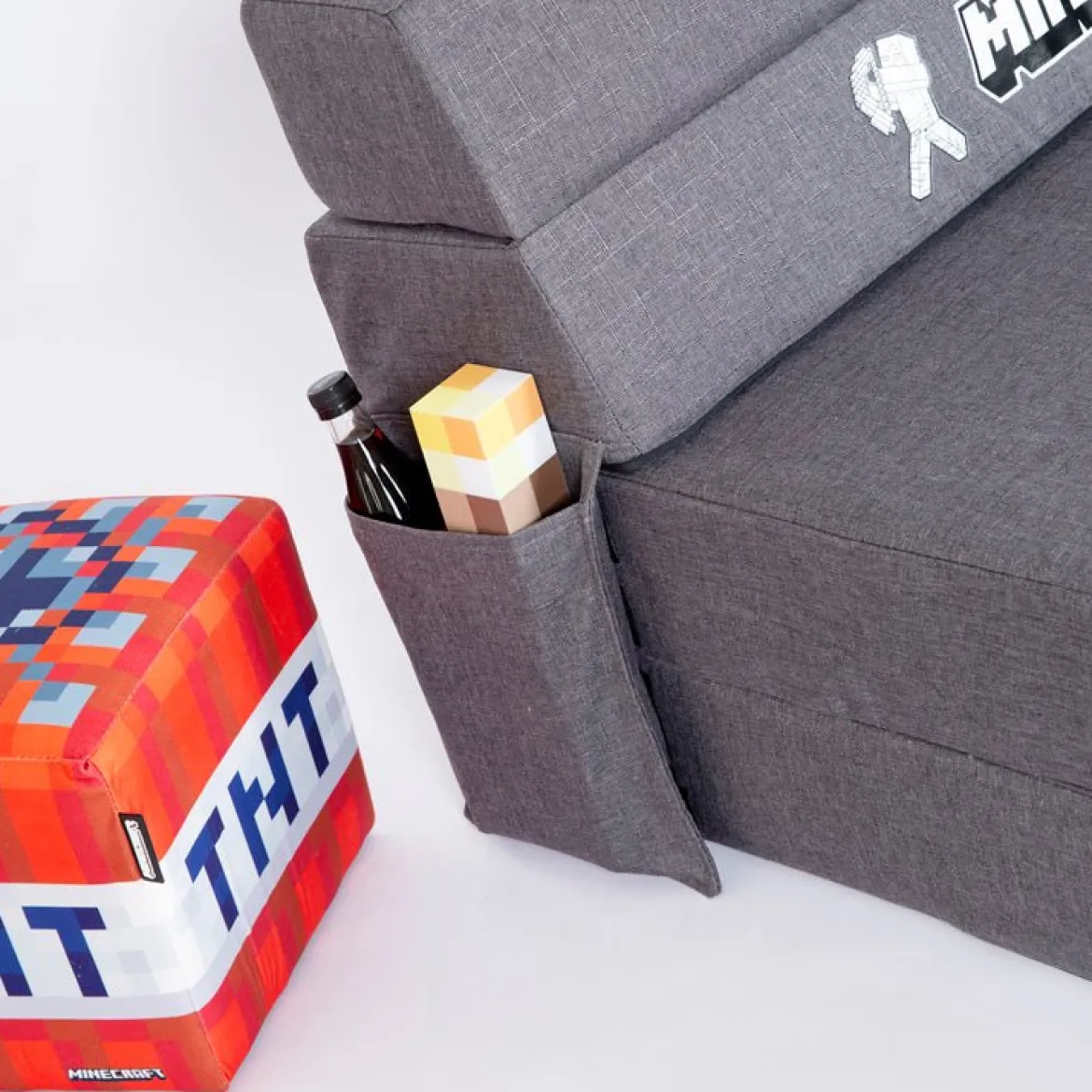 Minecraft Klappsofa „SleepCube“ – ausklappbar & passend zum Kinderbett
