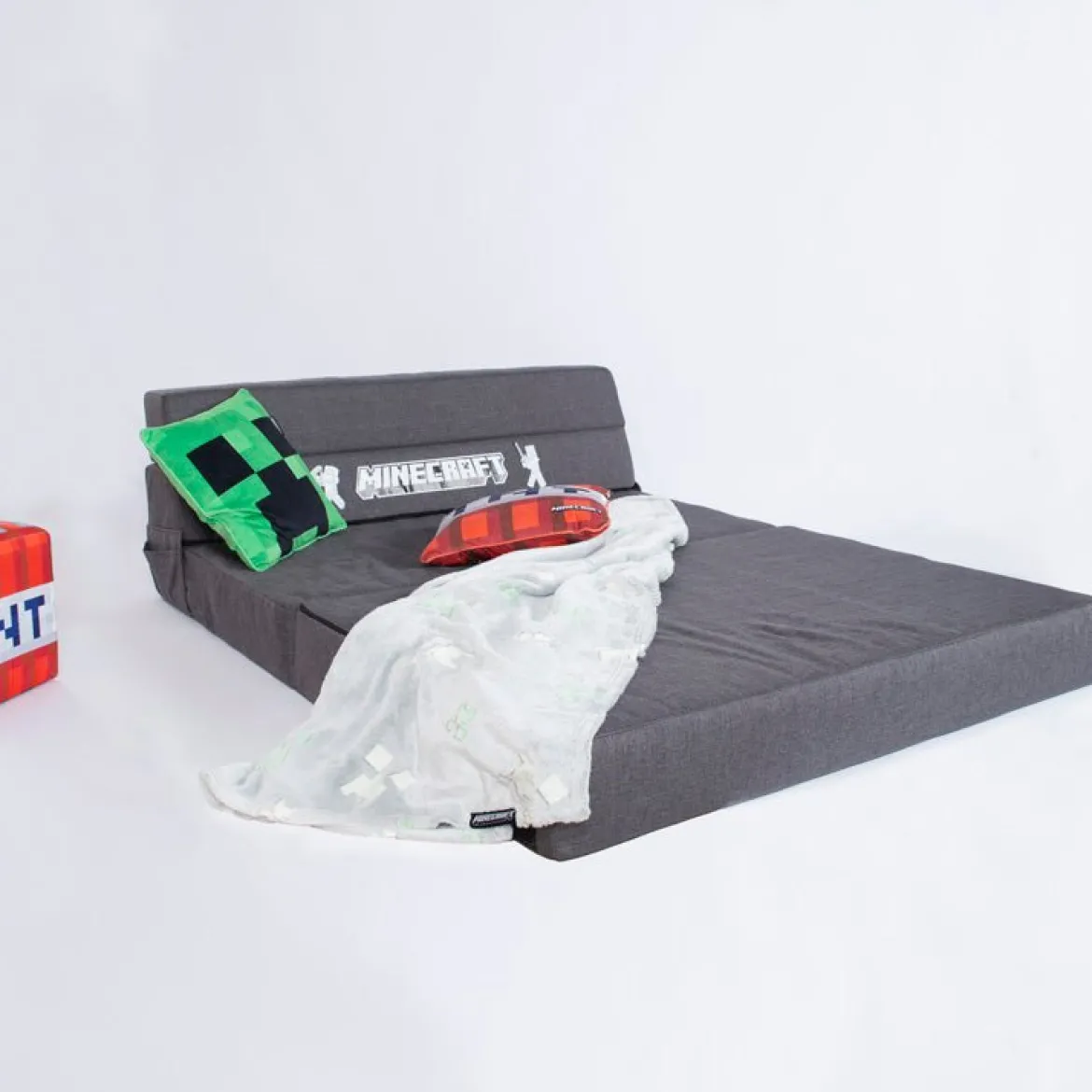 Minecraft Klappsofa „SleepCube“ – ausklappbar & passend zum Kinderbett