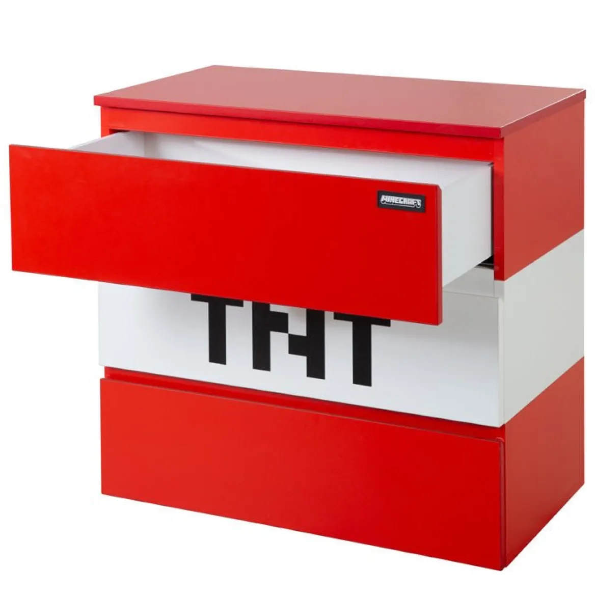 Minecraft Kommode „TNT Box“ – mit LED-Beleuchtung & 3 Schubladen