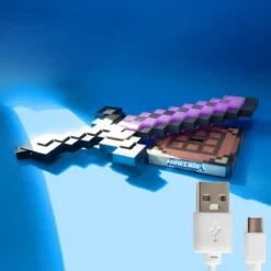 Minecraft LED-Tischlampe „Netherite Sword“ – mit Akku & Farbwechsel