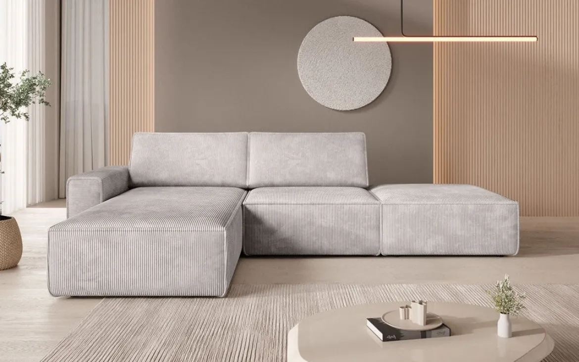Modulares Ecksofa Yuma mit Beistellhocker aus Cord
