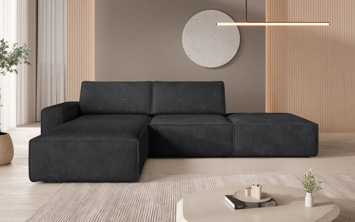 Modulares Ecksofa Yuma mit Beistellhocker aus Cord