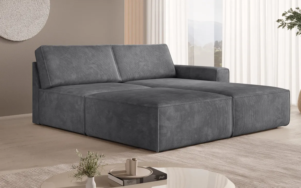 Modulares Ecksofa Yuma mit Beistellhocker aus Cord