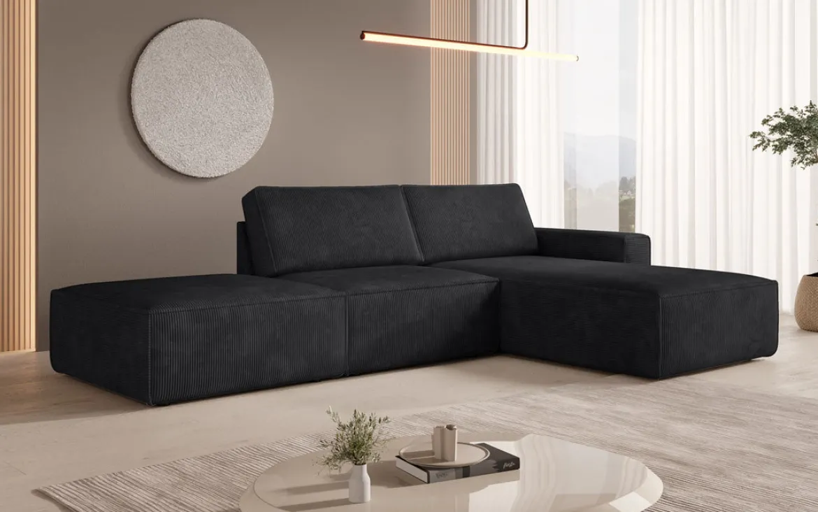Modulares Ecksofa Yuma mit Beistellhocker aus Cord