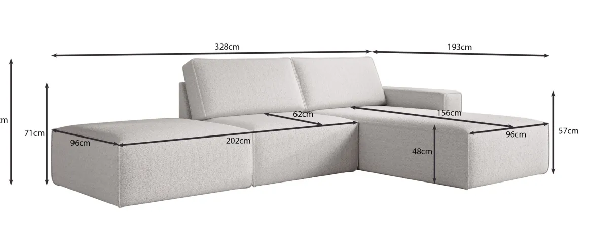 Modulares Ecksofa Yuma mit Beistellhocker aus Cord