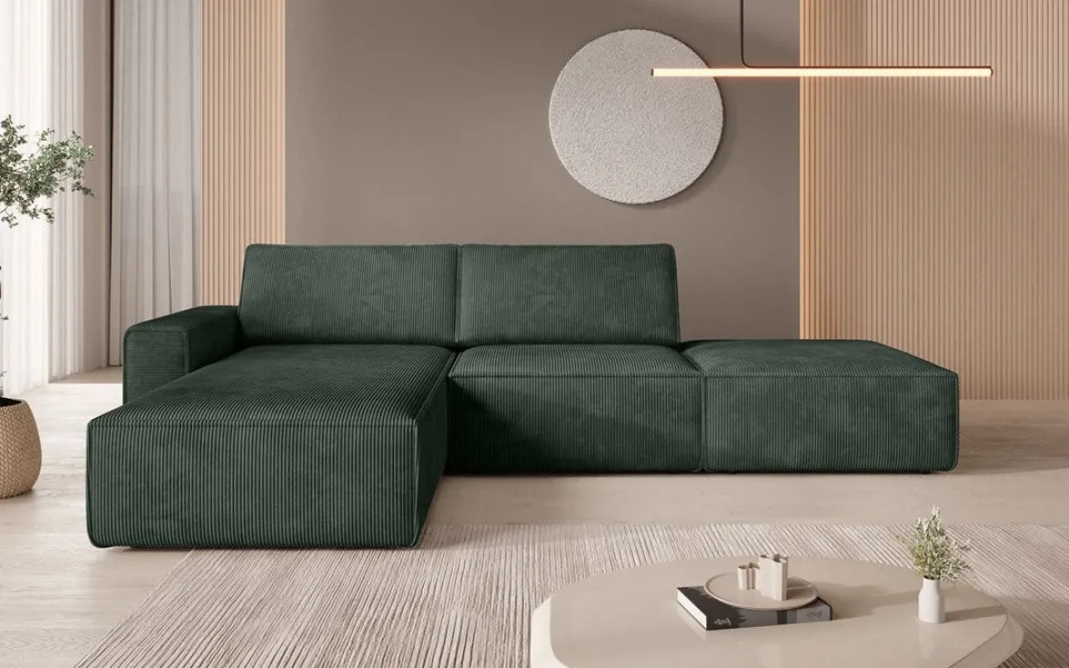 Modulares Ecksofa Yuma mit Beistellhocker aus Cord