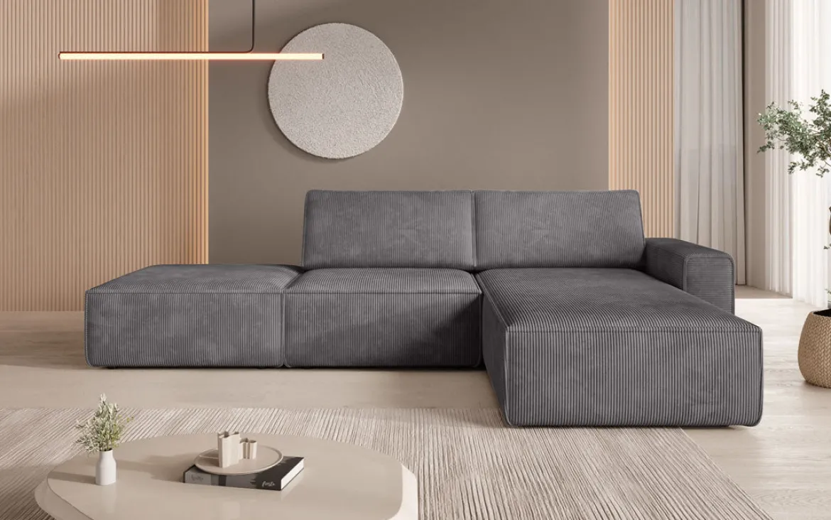 Modulares Ecksofa Yuma mit Beistellhocker aus Cord