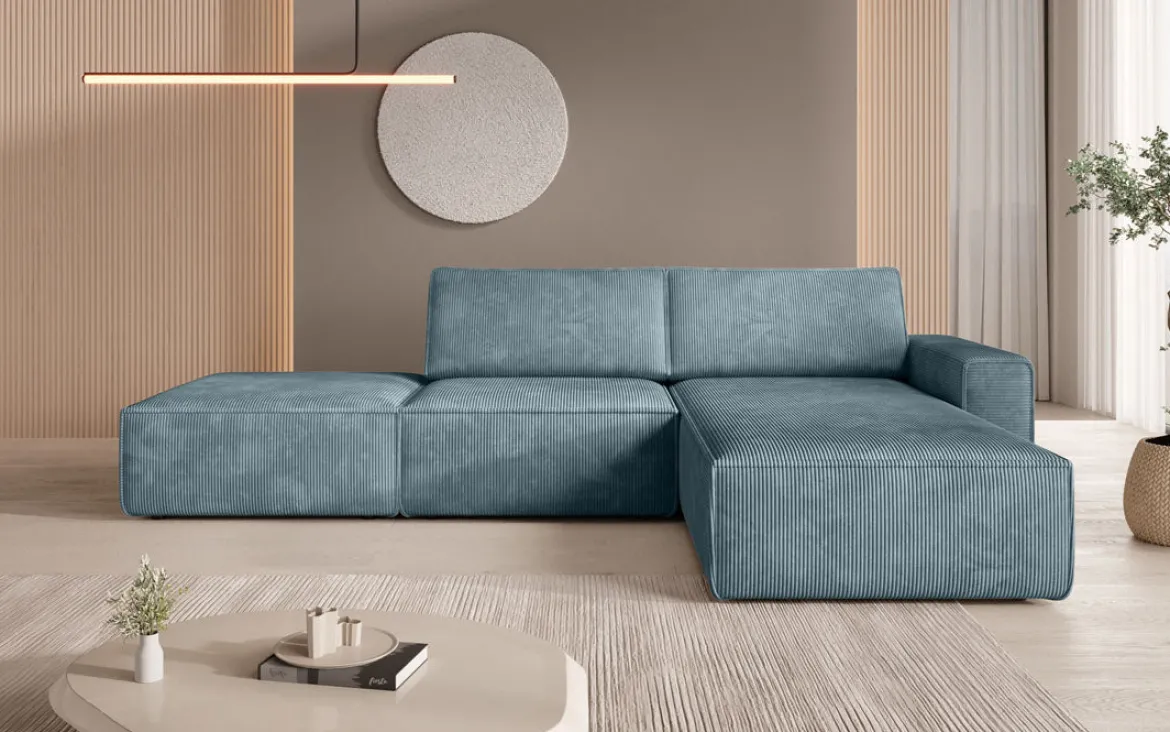 Modulares Ecksofa Yuma mit Beistellhocker aus Cord