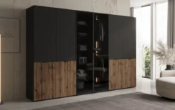 Moduro Arven – Dreimoduliger Design-Kleiderschrank mit Holz- und Glasfront
