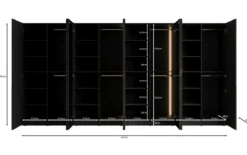 Moduro Arven XL – Viermoduliger Design-Kleiderschrank mit Holz- und Glasfront