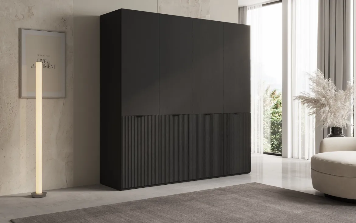 Moduro Elen – Zweimoduliger Kleiderschrank mit strukturierter Front
