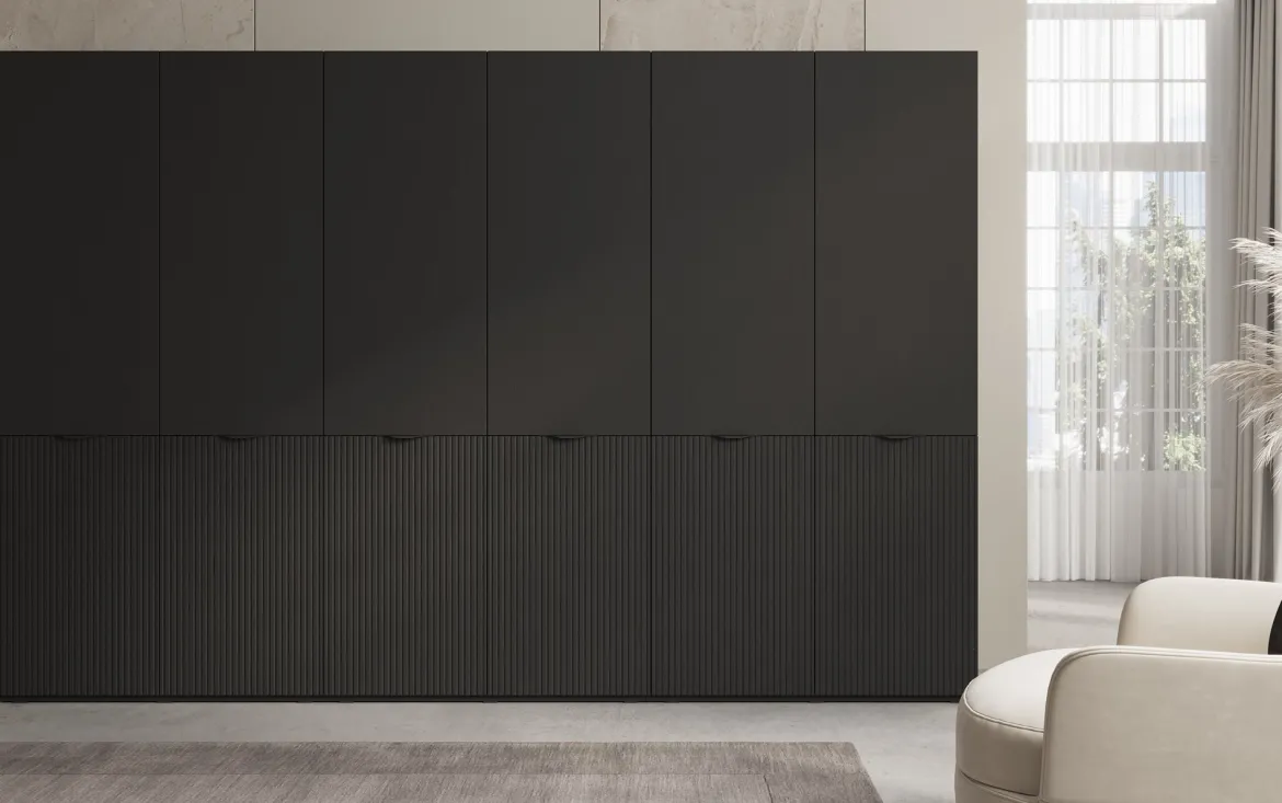 Moduro Faro – Dreimoduliger Design-Kleiderschrank mit strukturierter MDF-Front