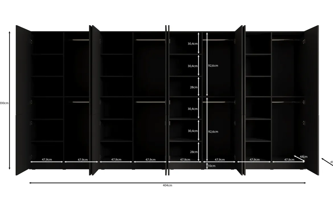 Moduro Faro XL – Viermoduliger Design-Kleiderschrank mit strukturierter MDF-Front