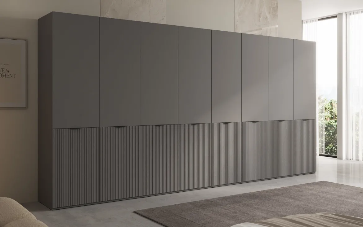 Moduro Faro XL – Viermoduliger Design-Kleiderschrank mit strukturierter MDF-Front