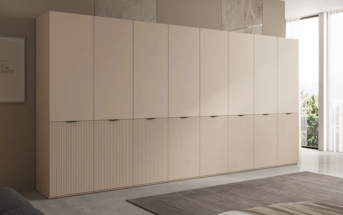 Moduro Faro XL – Viermoduliger Design-Kleiderschrank mit strukturierter MDF-Front