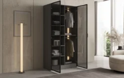 Moduro Luno – Design-Kleiderschrank mit Glasfront und LED-Innenbeleuchtung