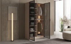Moduro Luno – Design-Kleiderschrank mit Glasfront und LED-Innenbeleuchtung