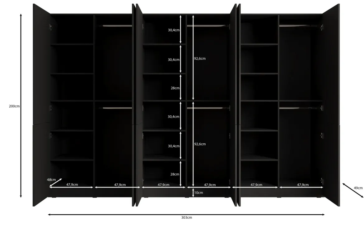Moduro Naro Trio – Dreimoduliger Design-Kleiderschrank in Eiche Wotan