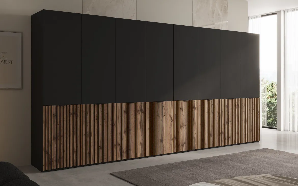Moduro Naro XL – Viermoduliger Design-Kleiderschrank in Eiche Wotan