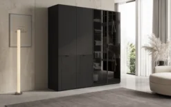 Moduro Nero – Modularer Kleiderschrank mit Glas- und Strukturfront