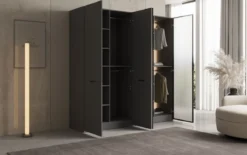 Moduro Ravo – Modularer Kleiderschrank mit geriffelter Glasfront und Strukturpaneel