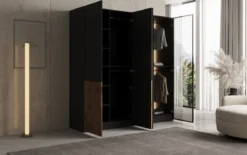 Moduro Varen – Zweimoduliger Design-Kleiderschrank mit Holz- und Glasfront