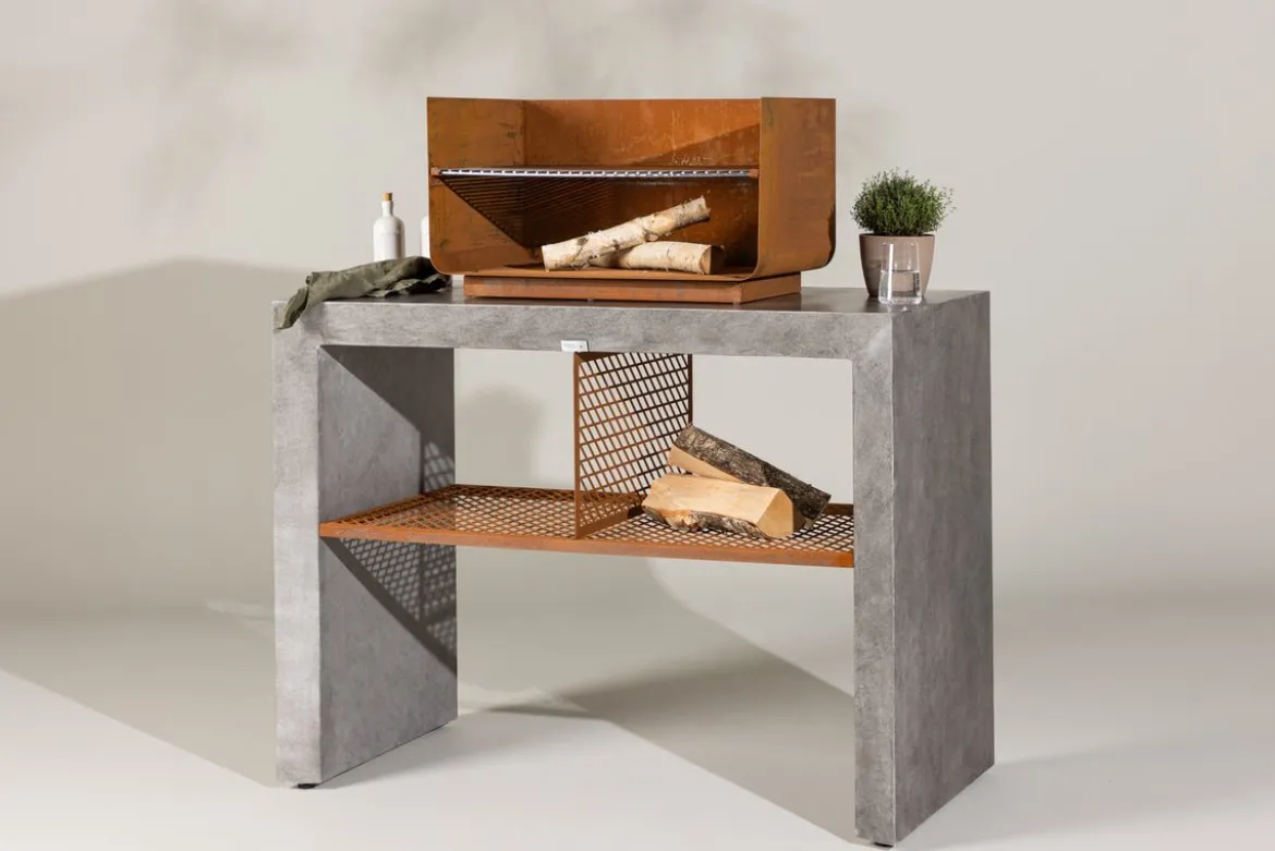 Outdoor Küche Sella - aus Aluminium in Hellgrau inklusive Grill