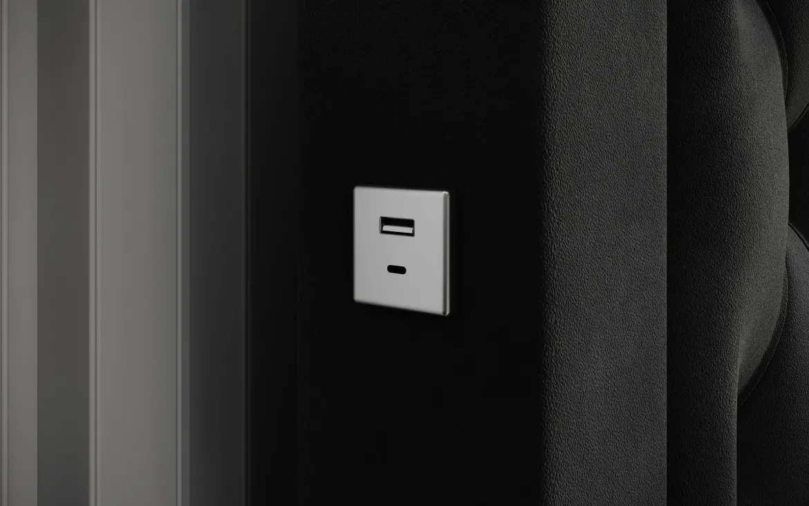 OUTLET-Designer Polsterbett Ida inkl. RGB, USB und Stauraum/200x200/Schwarz/H3
