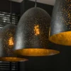 Pendelleuchte „Aliora“ – Mit 3 Leuchten in dunkelgrauer Glockenform im Mesh-Design
