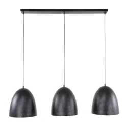 Pendelleuchte „Aliora“ – Mit 3 Leuchten in dunkelgrauer Glockenform im Mesh-Design