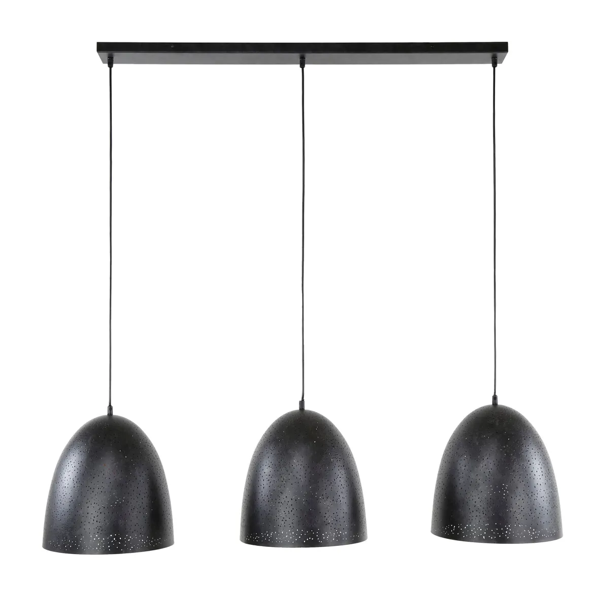 Pendelleuchte „Aliora“ – Mit 3 Leuchten in dunkelgrauer Glockenform im Mesh-Design