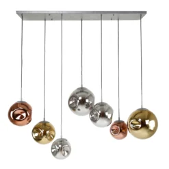 Pendelleuchte "Althea“ – 7 Leuchten in der Metall-Farbkombination Gold, Kupfer und Chrom