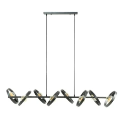 Pendelleuchte Arkon Octa – Offenes Metallrahmen-Design in Charcoal (8-flammig)