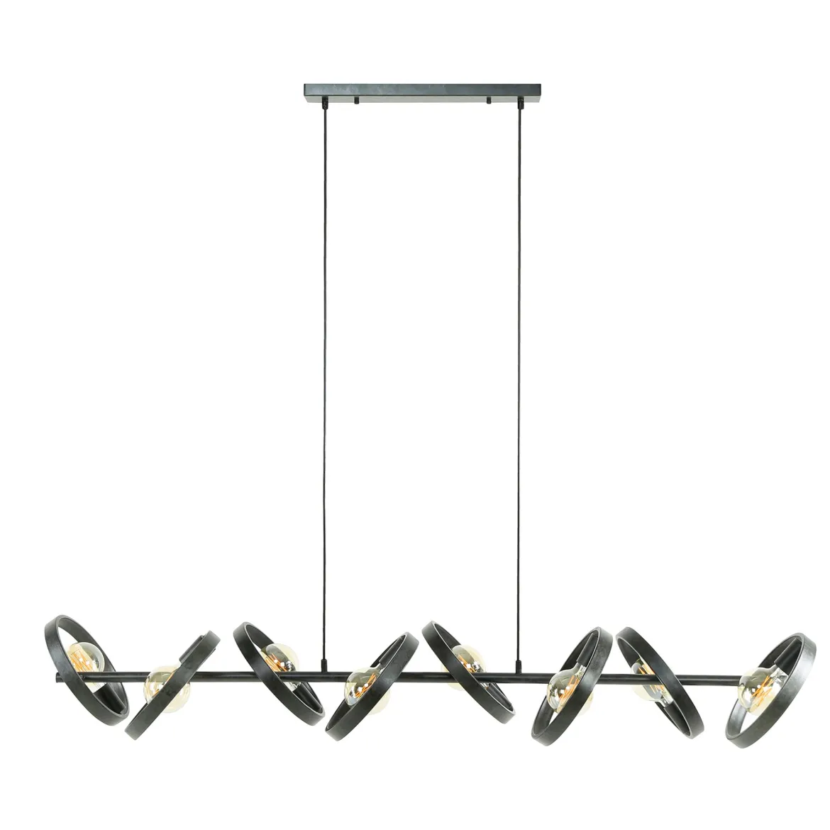 Pendelleuchte Arkon Octa – Offenes Metallrahmen-Design in Charcoal (8-flammig)