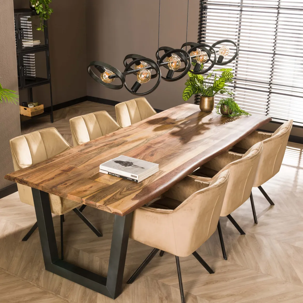 Pendelleuchte Arkon Octa – Offenes Metallrahmen-Design in Charcoal (8-flammig)