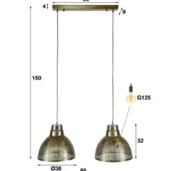 Pendelleuchte "Armonis“ – Mit 2 handperforierten Lampenschirmen aus Metall in Antikbronze