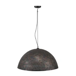 Pendelleuchte "Astryn“ – Großer, perforierter Lampenschirm aus Metall in Schwarz-Bronze