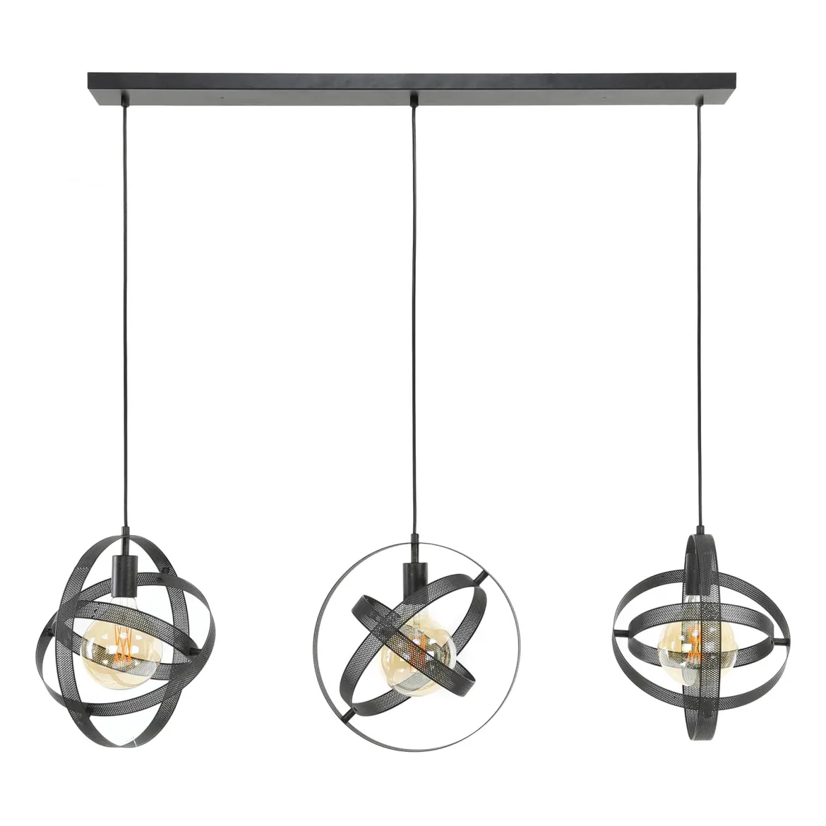 Pendelleuchte Astryx – Drehbares Ringdesign in Schwarz (3-flammig)