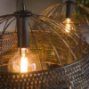 Pendelleuchte "Aurelion“ – Mit 2 handgefertigten, halbrunden Lampenschirmen aus Metall in Schwarz-Bronze