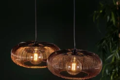Pendelleuchte Aurex Duo – Metallscheiben in Schwarznickel mit goldenen Akzenten (2-flammig)