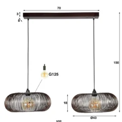 Pendelleuchte Aurex Duo – Metallscheiben in Schwarznickel mit goldenen Akzenten (2-flammig)