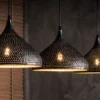 Pendelleuchte "Auron“ – Mit 3 perforierten Lampenschirmen aus Metall in Schwarz-Bronze