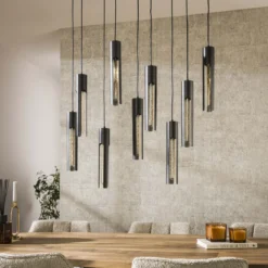Pendelleuchte „Aveline“ – Mit 9 Leuchten in edlem, schwarzen Tube-Design